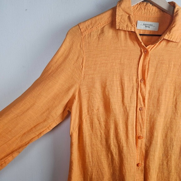 MaxMara Weekend‎ Linen Tunic M? Light Orange Long Sleeve Top Lagenlook - Picture 3 of 10